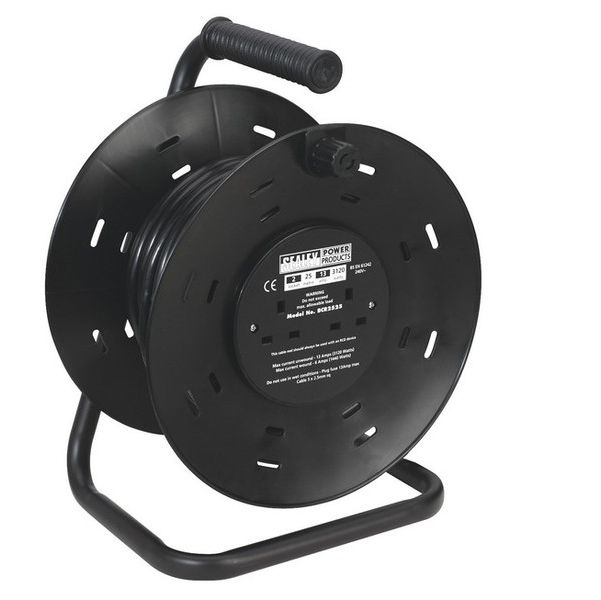 Cable Reel 25mtr 2 x 230V Heavy-Duty