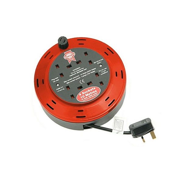 Faithfull Power Plus Cable Reel 230 Volt 10 Metre 10 Amp 4 Socket