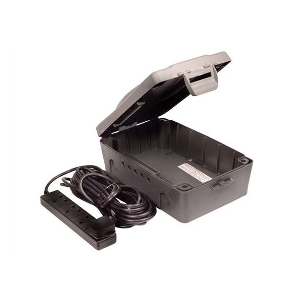 Weather Proof Box With 10 Metre 240 Volt 4 Way Bar