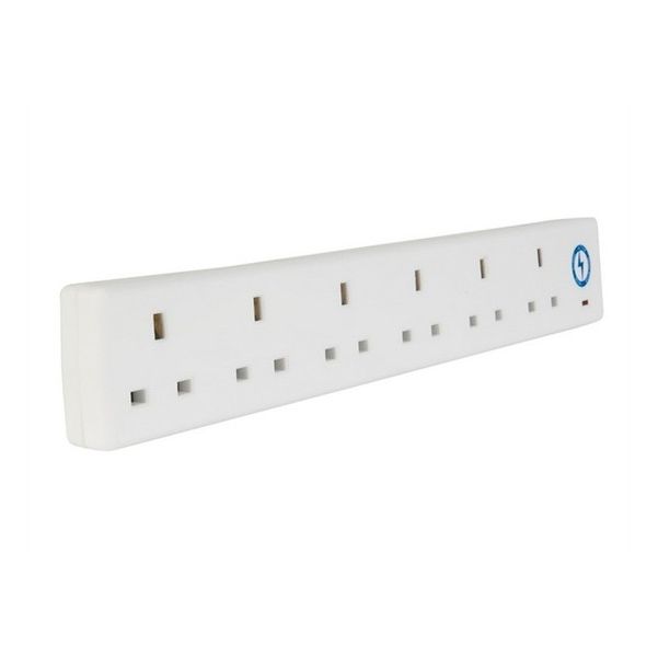 Extension Lead 240 Volt 6 Way 13A Surge Protection 2 Metre