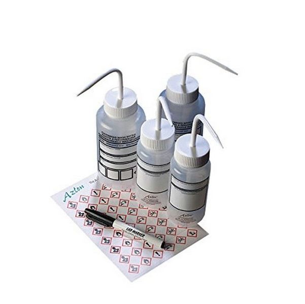 Azlon Wash Bottle, 1000 ml, Non-Venting, Wide Neck, White Cap, Diy, Ldpe