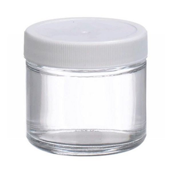 Clear Glass Straight Sided Jar with 53-400 Polypropylene PTFE Faced Foamed Polyethylene Lined