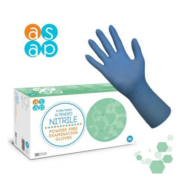 ASAP® X-Tra Thick X-tended Powder-Free Nitrile Examination Gloves, Black